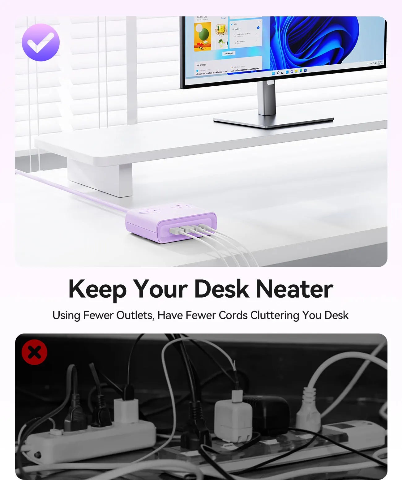Orico 25W GaN Power Strip Desktop Charger 4 AC Outlets