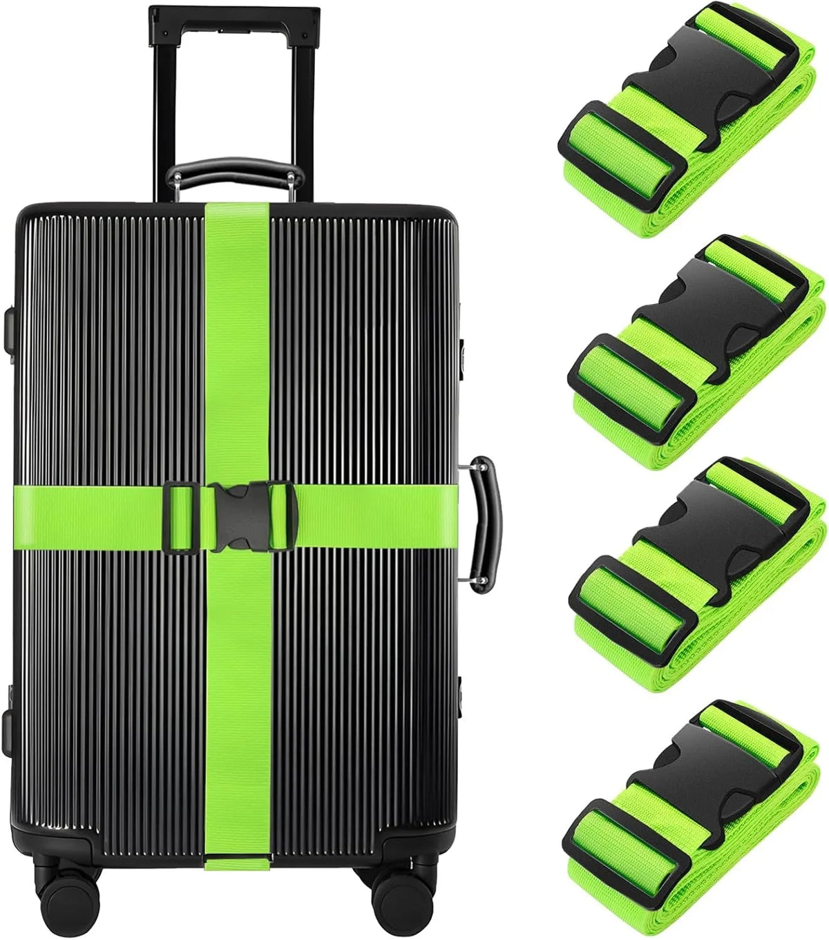 Elastic Luggage Straps for Suitcases With Secure Travel Buckle Set