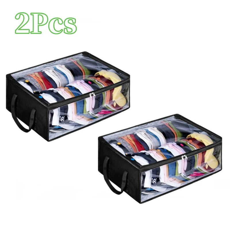 Large Capacity Hat Organizer Cap Holder Black Non Woven Hats Clothes Foldable Storage Hanging Bags Storage Boxes Hangers