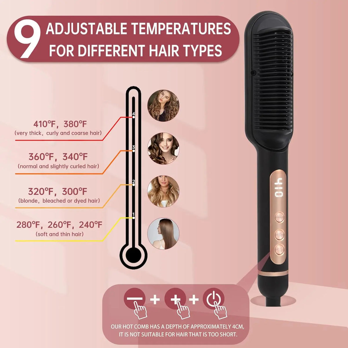 Ionic Hair Straightener Brush With Fast Heating And Auto Shutoff