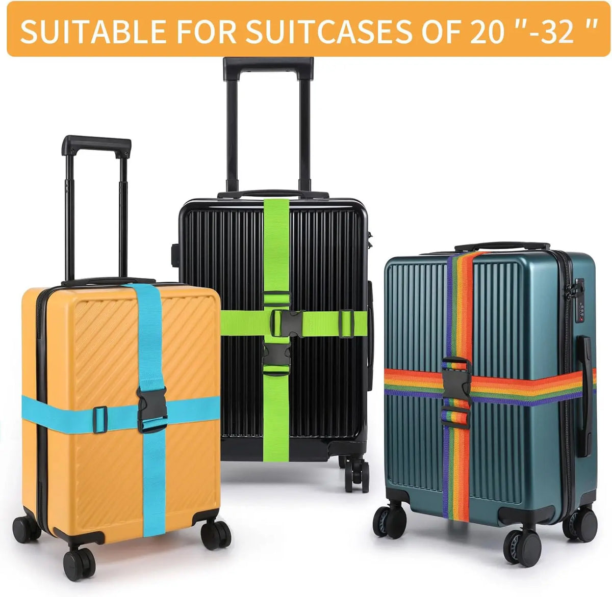 Elastic Luggage Straps for Suitcases With Secure Travel Buckle Set