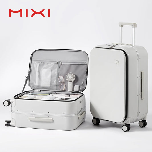 Mixi Aluminum Frame Carry-On Luggage Spinner Front Opening