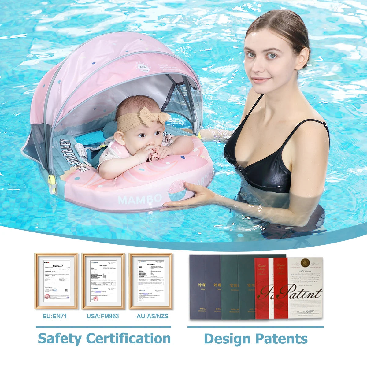 Mambobaby Toddler Swim Float Ring Harness Safe Core No Inflation