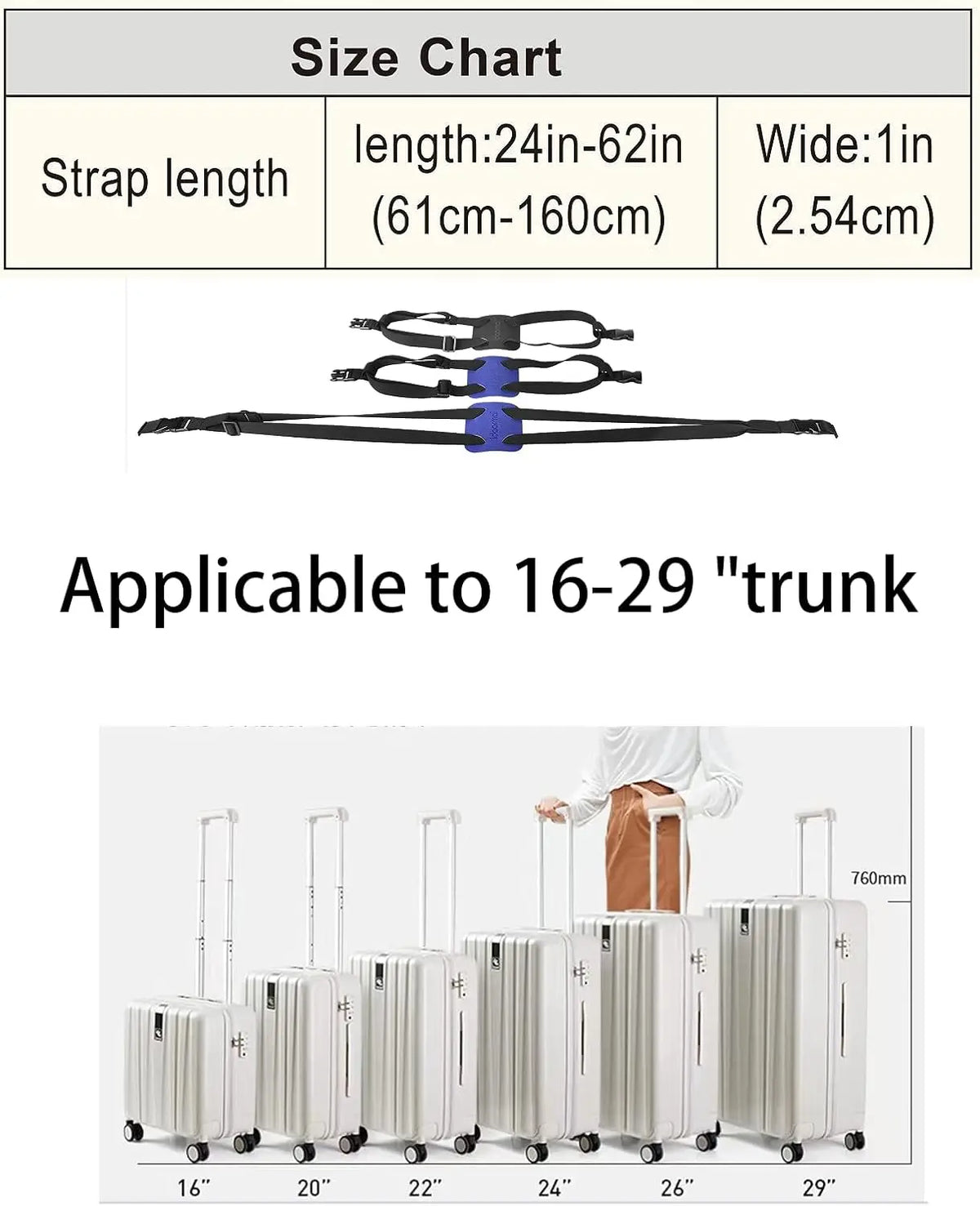 Adjustable Luggage Strap Bungee Belt for Suitcase Travel and Bag Attachment