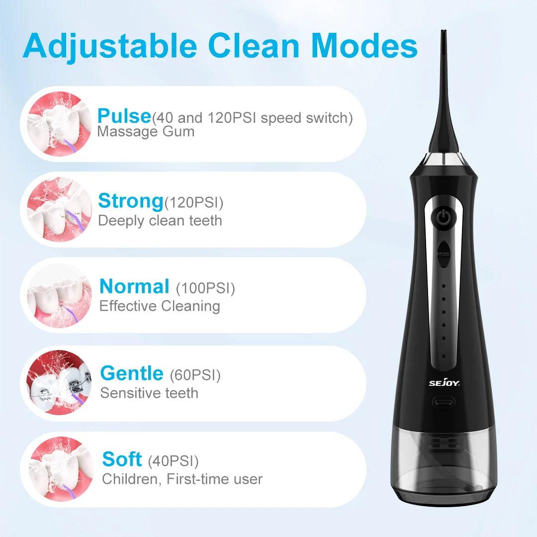 SEJOY Water Flosser Irrigator With Five Modes And Eight Tips