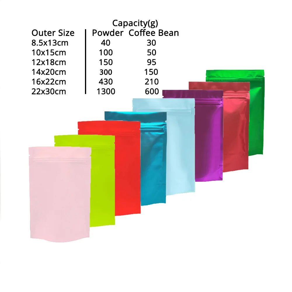 VoluPack 100 Stand Up Mylar Bags Resealable Aluminum Pouches