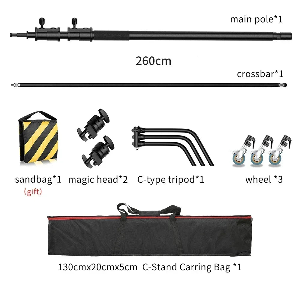 SH Photography C Stand Tripod With Boom Arm Grip Head