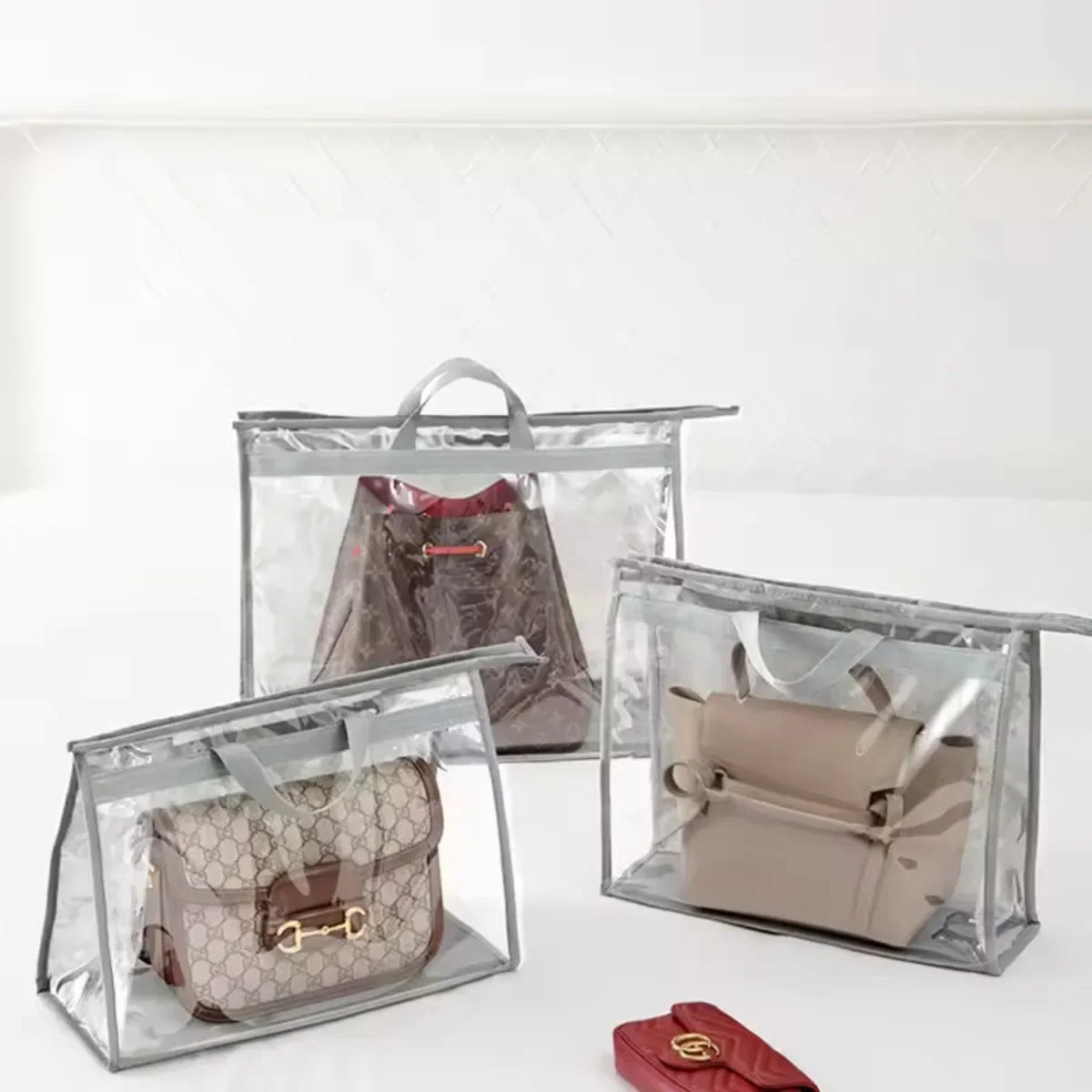 Clear Handbag Dust Bags Zipper Hanging Storage Organizer For Closet