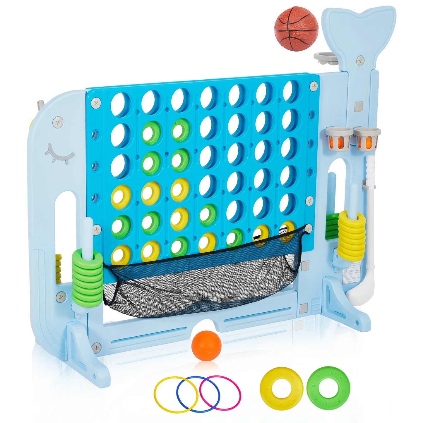 Giant Connect Game Basketball Hoop Ring Toss Outdoor Family Playset