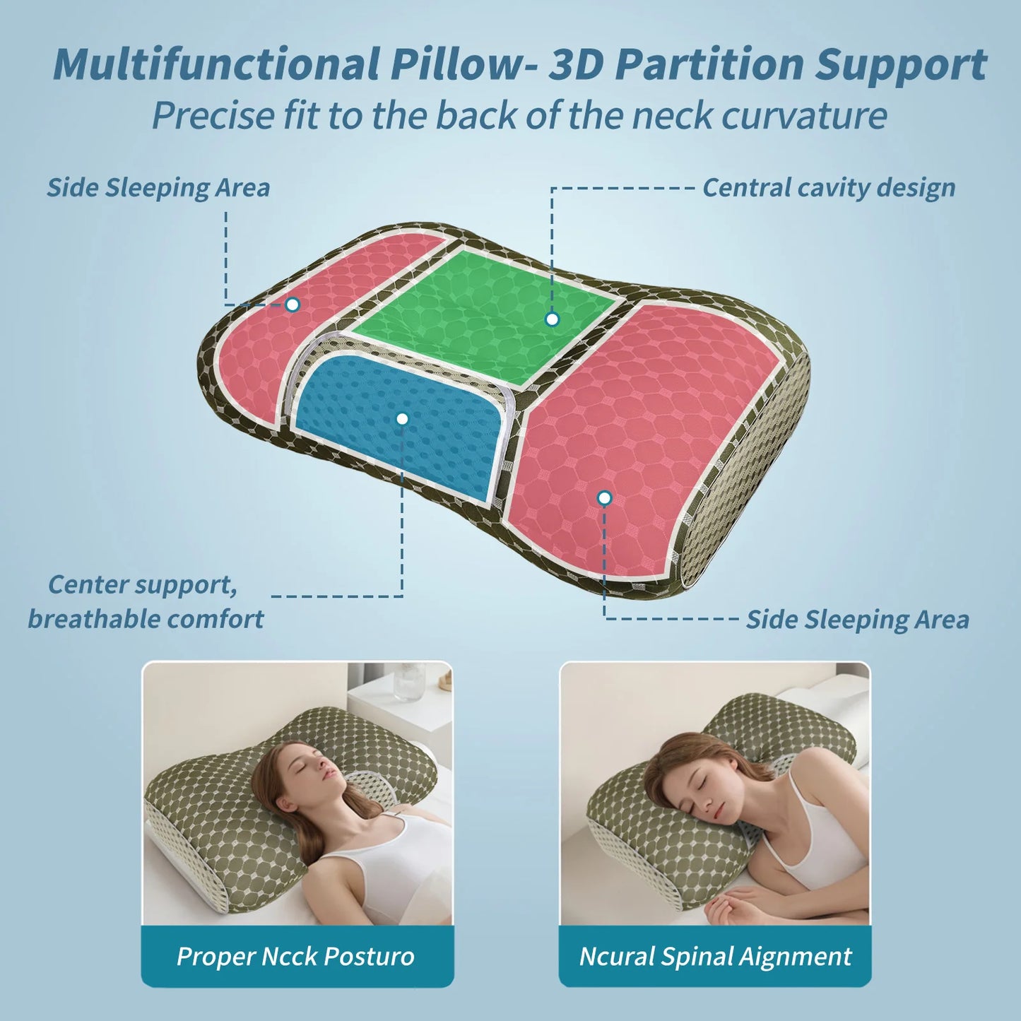 Couples Soft Knit Neck Massage Pillow With Adjustable Ergonomic Design
