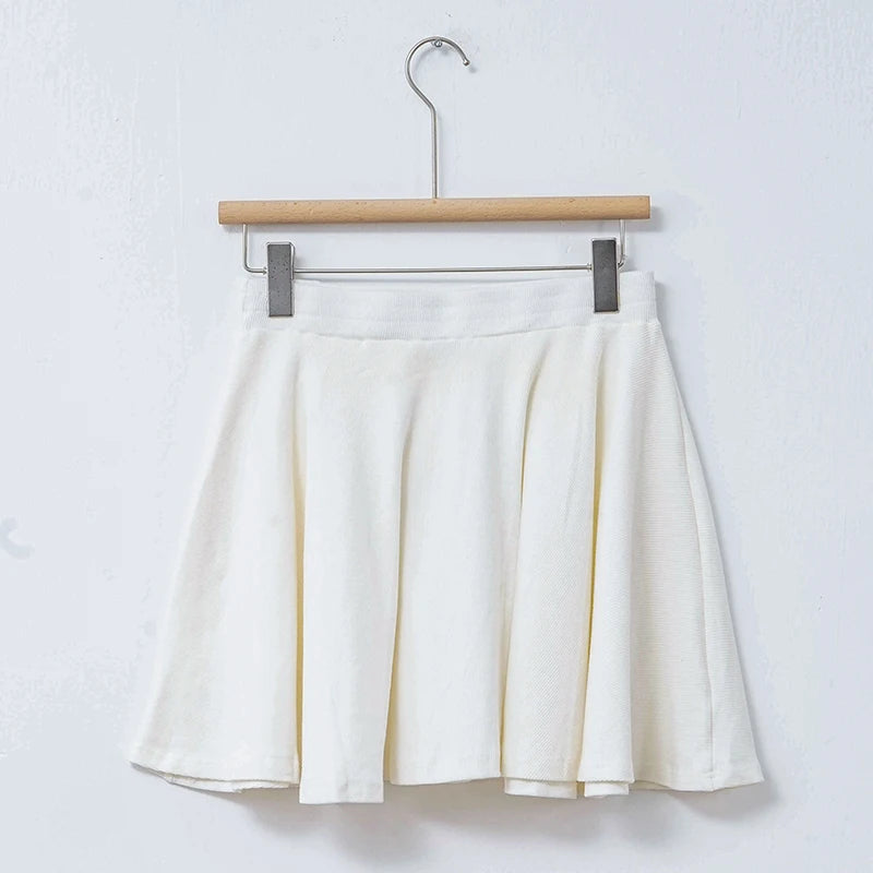 Cotton Pleated Mini Skirt Casual Women Summer Fashion Versatile Female Skirt Free Shipping