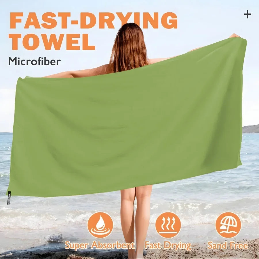 Oversized Microfiber Beach Towel Quick Dry Sand Free Soft Absorbent