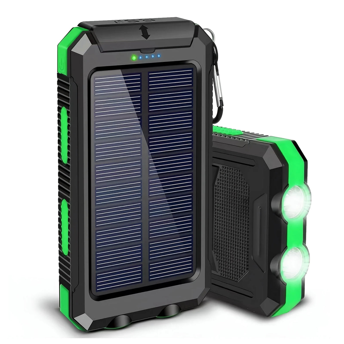 Solar Powered Waterproof Portable Power Bank With LED Flashlight