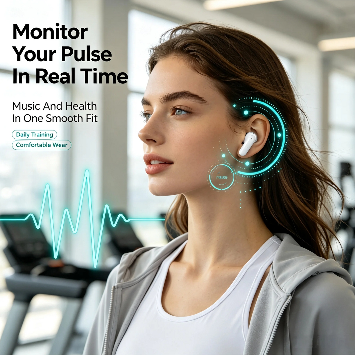ZZLOVE Noise Cancelling Bluetooth Sport Earbuds With Heart Rate Monitor