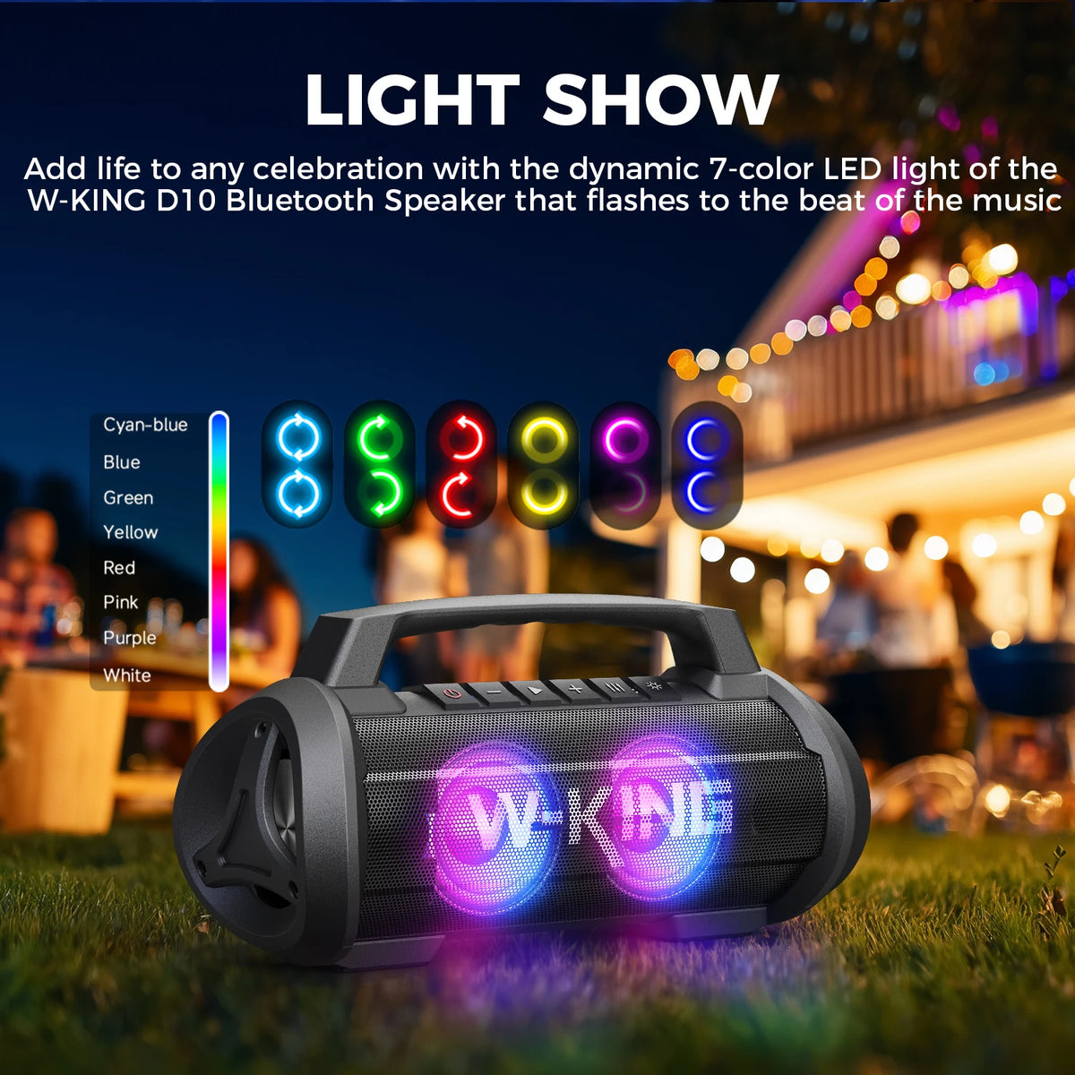 W-King D10MIC 70W Bluetooth Portable Speaker With IPX6 Waterproof Subwoofer