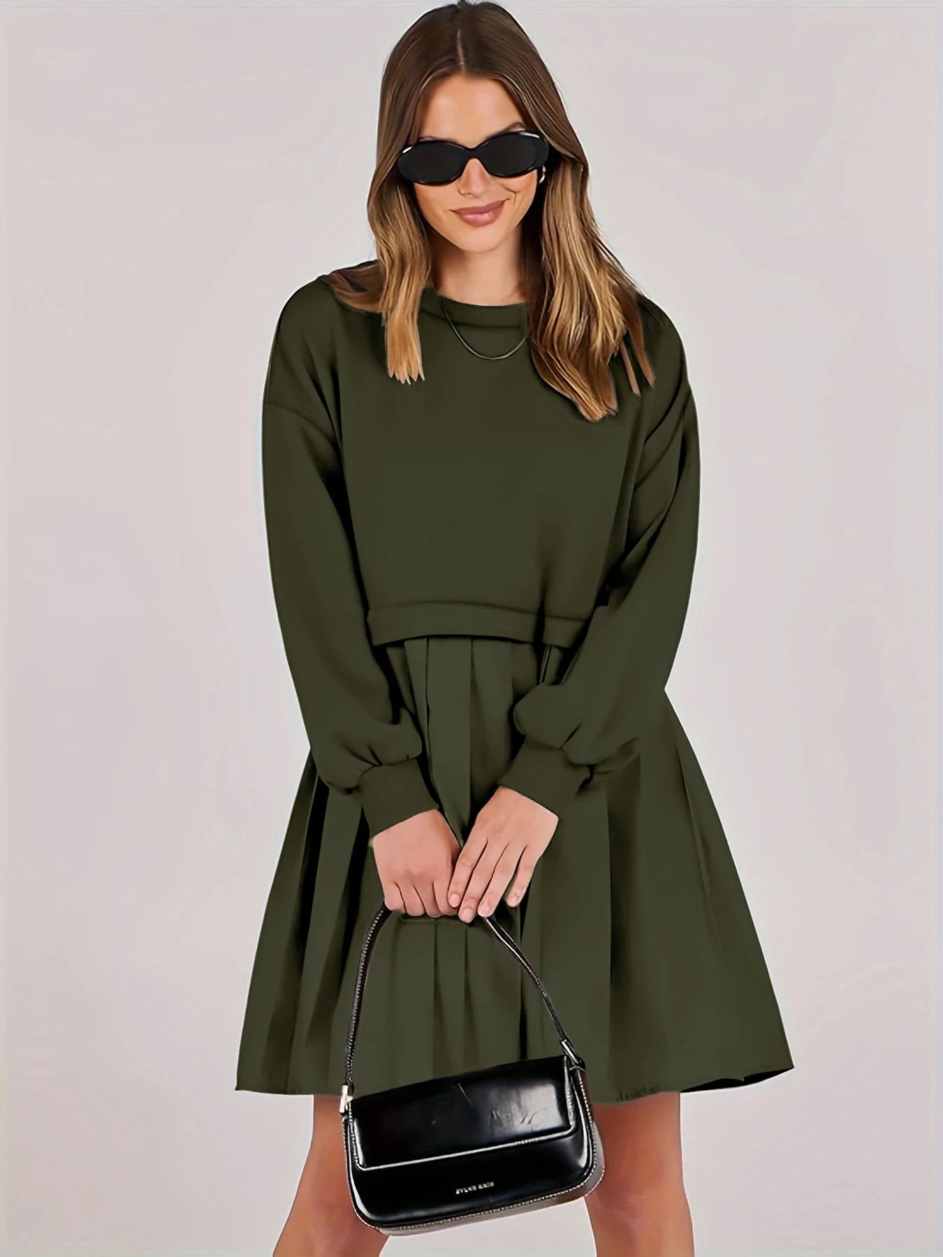 Plus Size Women Pleated Dress Fashion Comfortable Dress