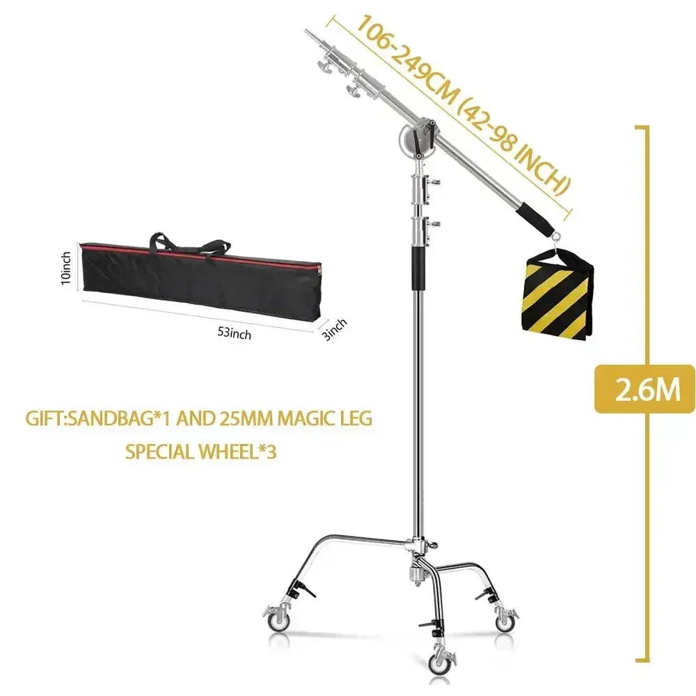 SH Photography C Stand Tripod With Boom Arm Grip Head