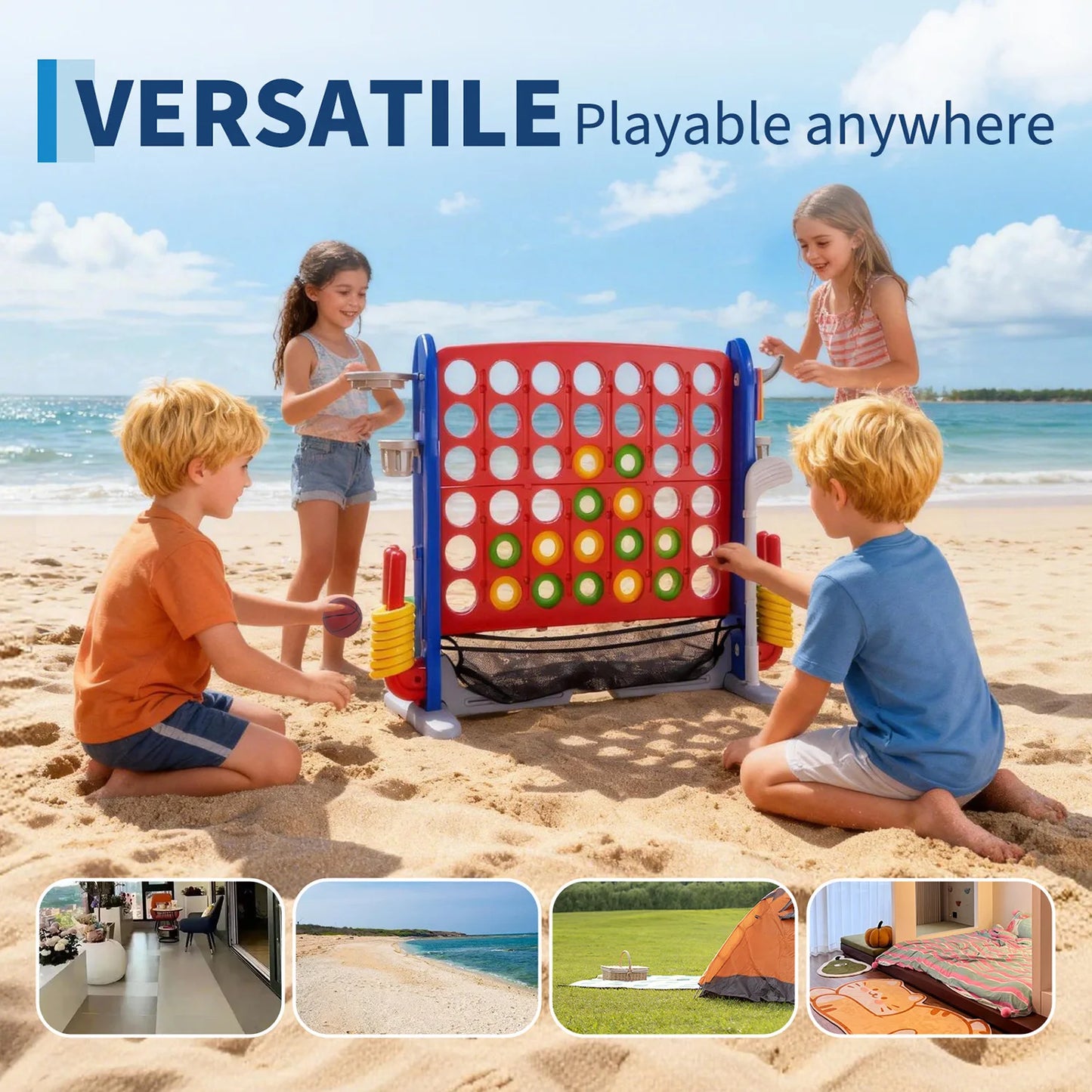 Giant Connect Game Basketball Hoop Ring Toss Outdoor Family Playset