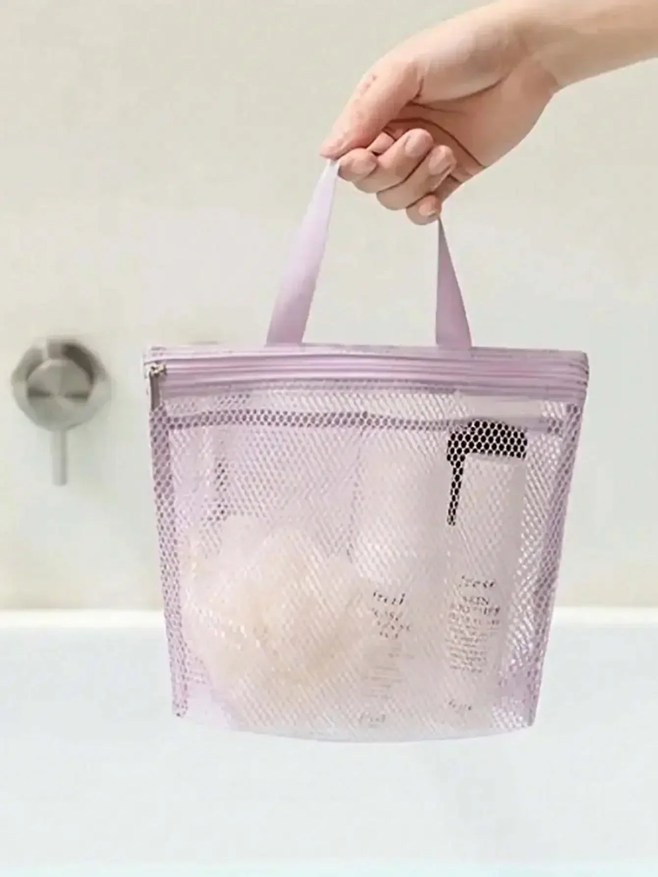 Lightweight Mesh Travel Toiletry Bag Hanging Storage Organizer With Zipper