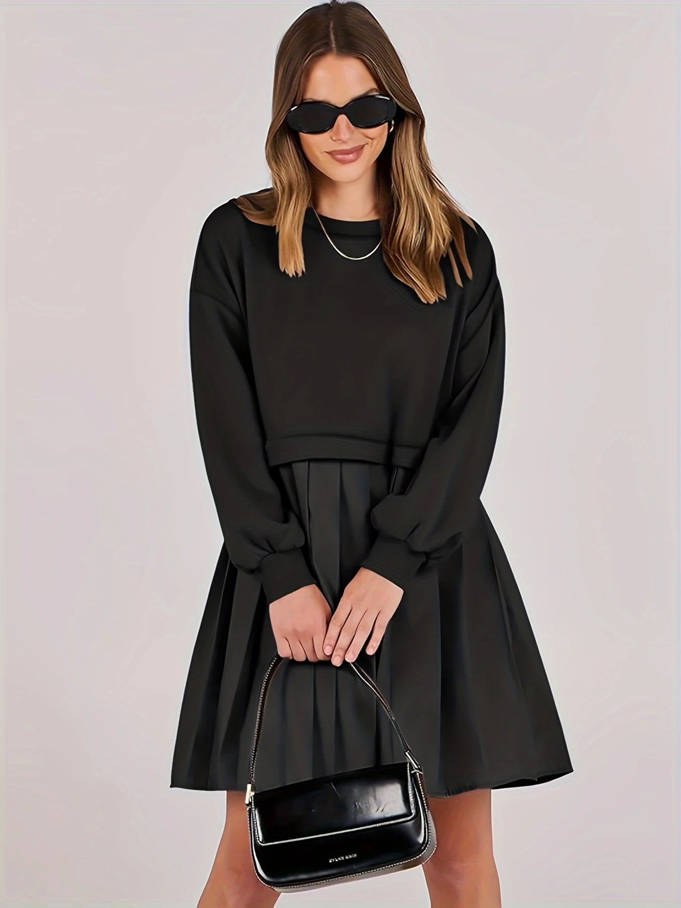 Plus Size Women Pleated Dress Fashion Comfortable Dress
