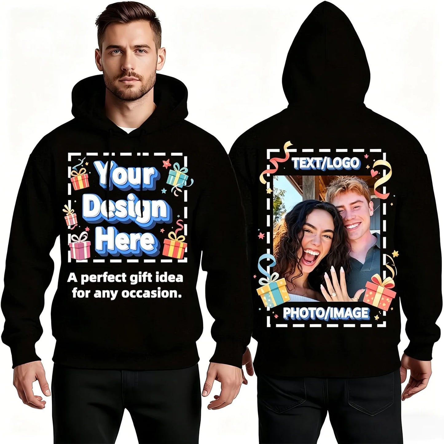 Personalized Hoodie with Name/Logo/Photo - Because Gift for Best Friend Family