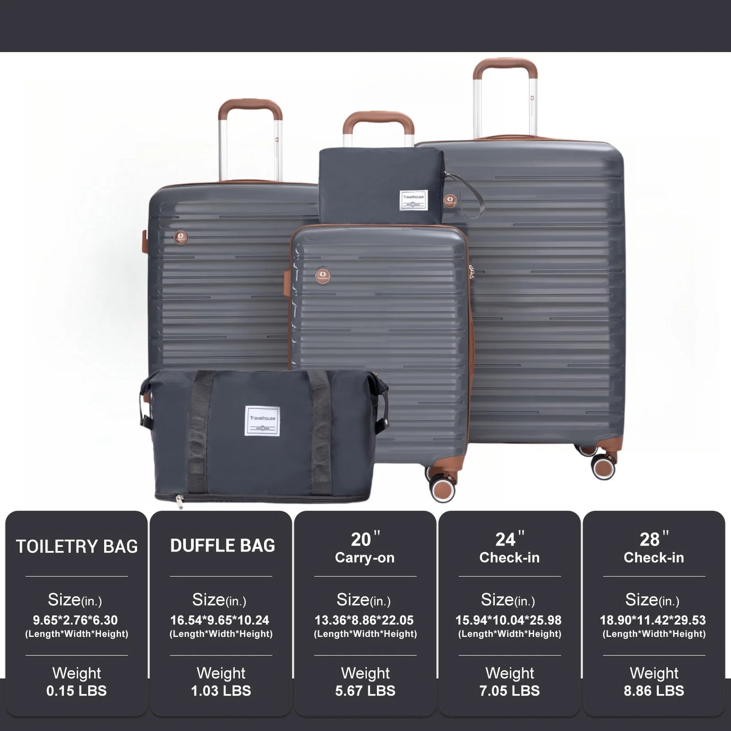 Travelhouse Luggage Sets With Spinner Wheels And TSA Lock Hardcase
