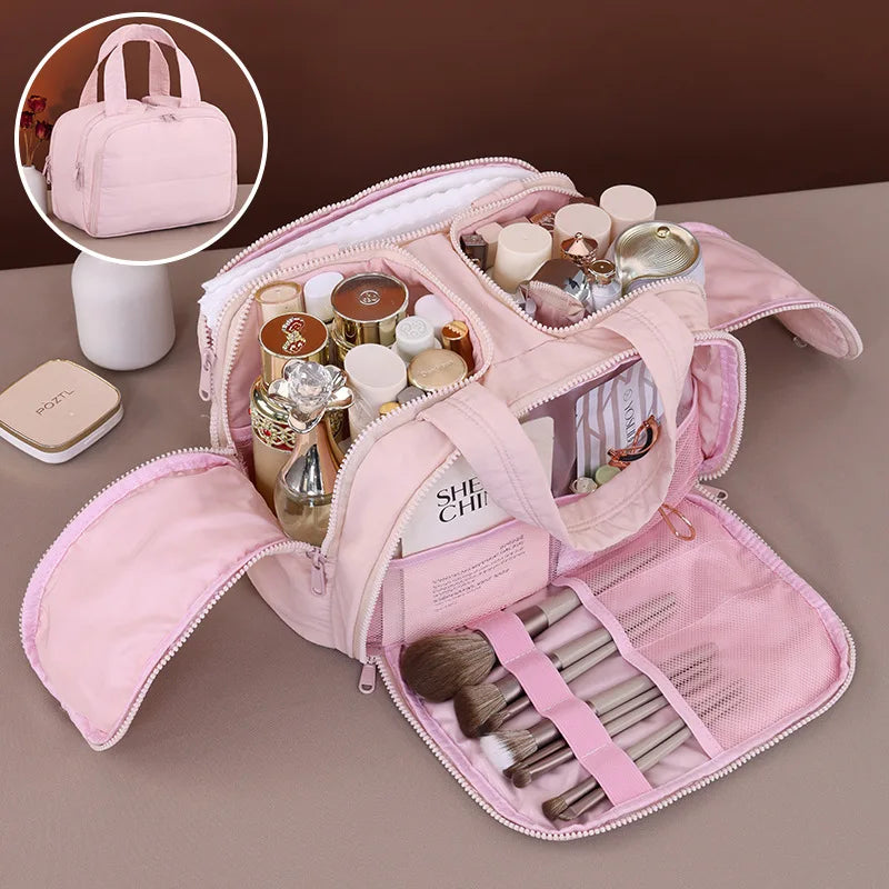 Travel Cosmetic Bag With Toiletry Organizer And Luggage Sleeve