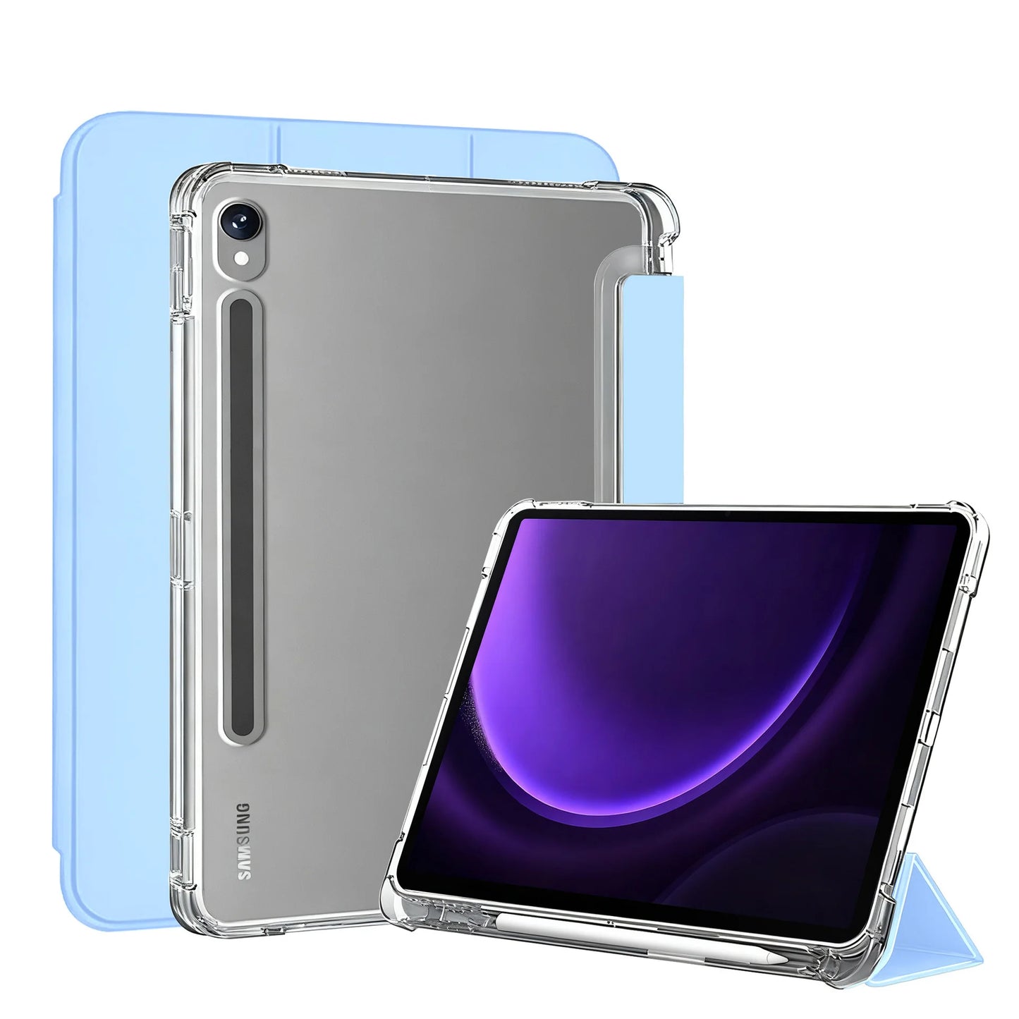 For Samsung Galaxy Tab S9 FE S10 Plus S9 S8 S7 Plus FE 12.4 11 Case Matte Transparent Back Cover Tab A11 A9 Plus 11 S Pen Holder
