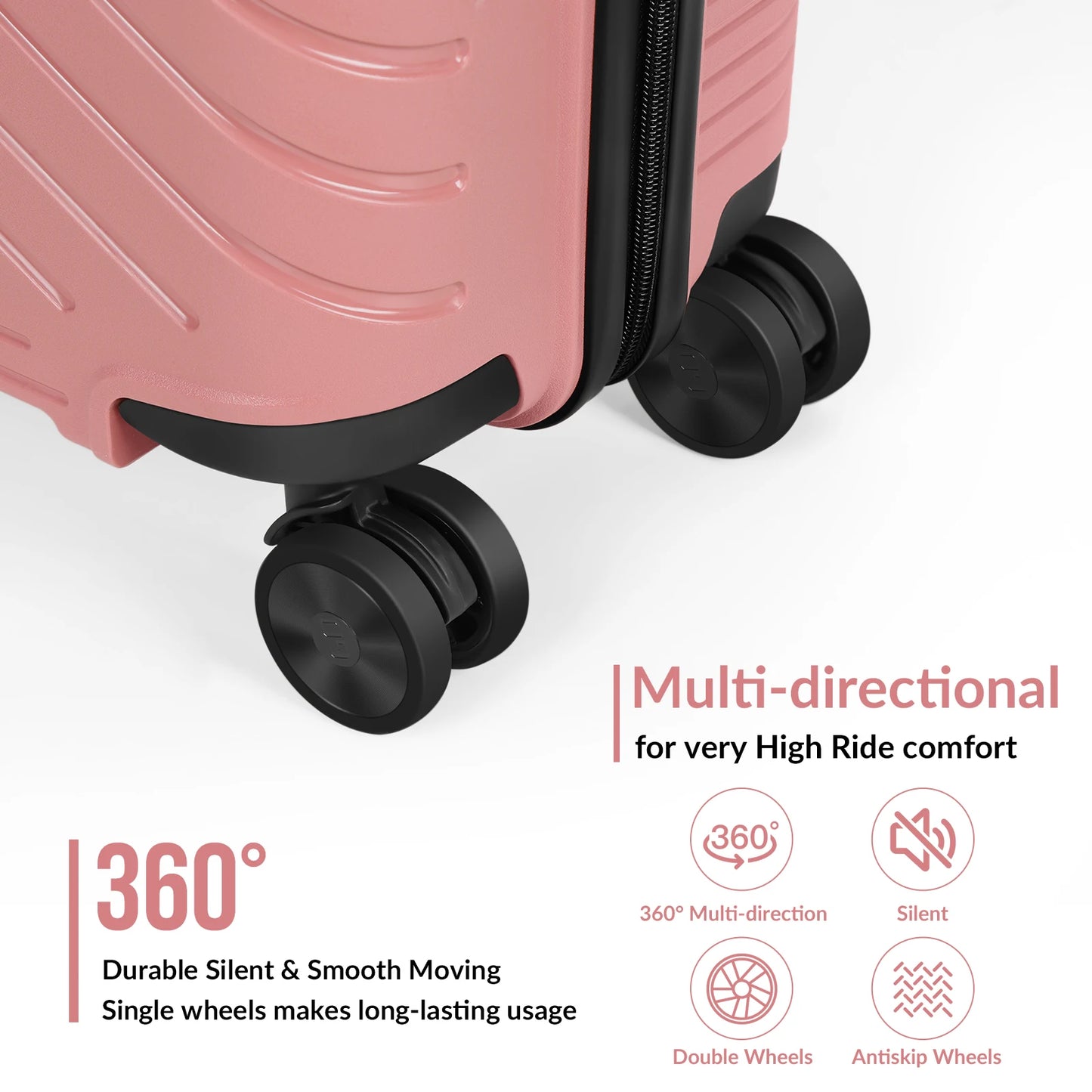 Travel Set of 2 Luggage Hooks with Matching Suitcases (14" + 20") Triangular Pattern, Black Color, PP Material for Stylish