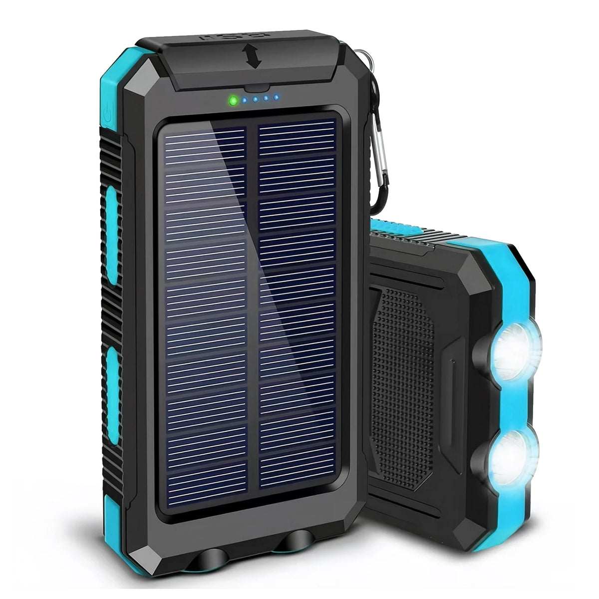 Solar Powered Waterproof Portable Power Bank With LED Flashlight