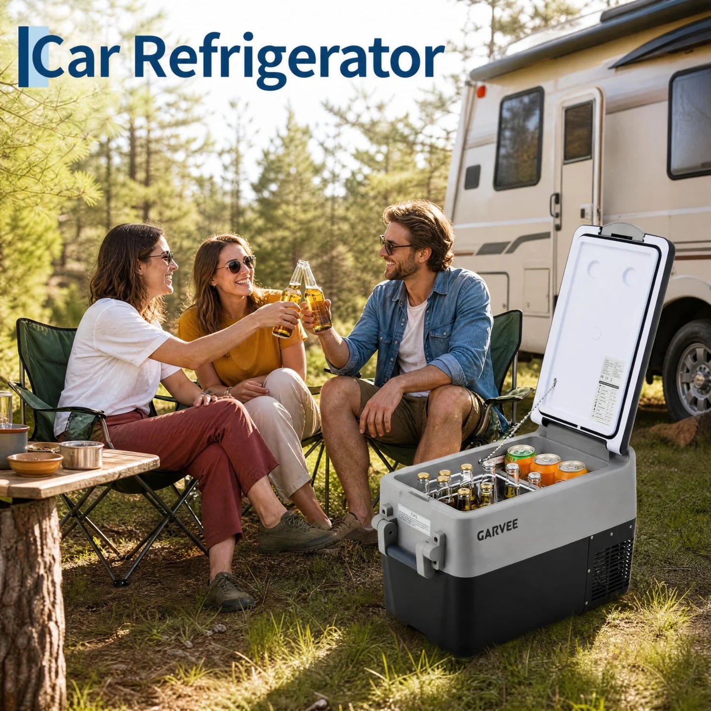 30L/40L /50L Portable Car Refrigerator, Dual Zone 12V Fridge Freezer with App Control, 12/24V DC & 110-240V AC Portable Cooler for Camping, Fishing, Travel & Home Use