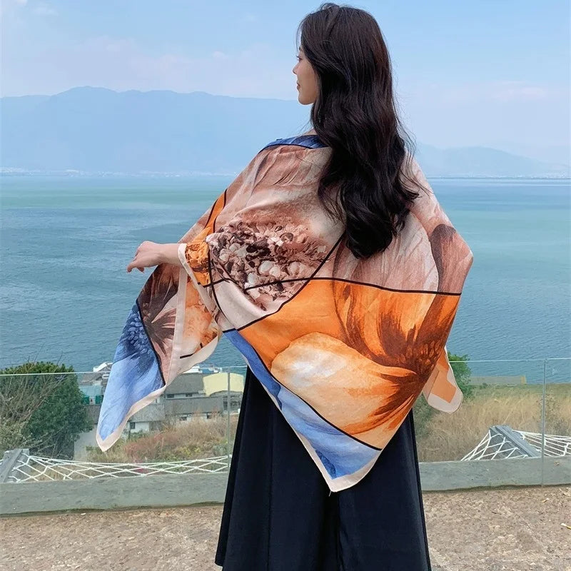 Scoiry Velvet Travel Scarf Square Beach Cover Up For Women