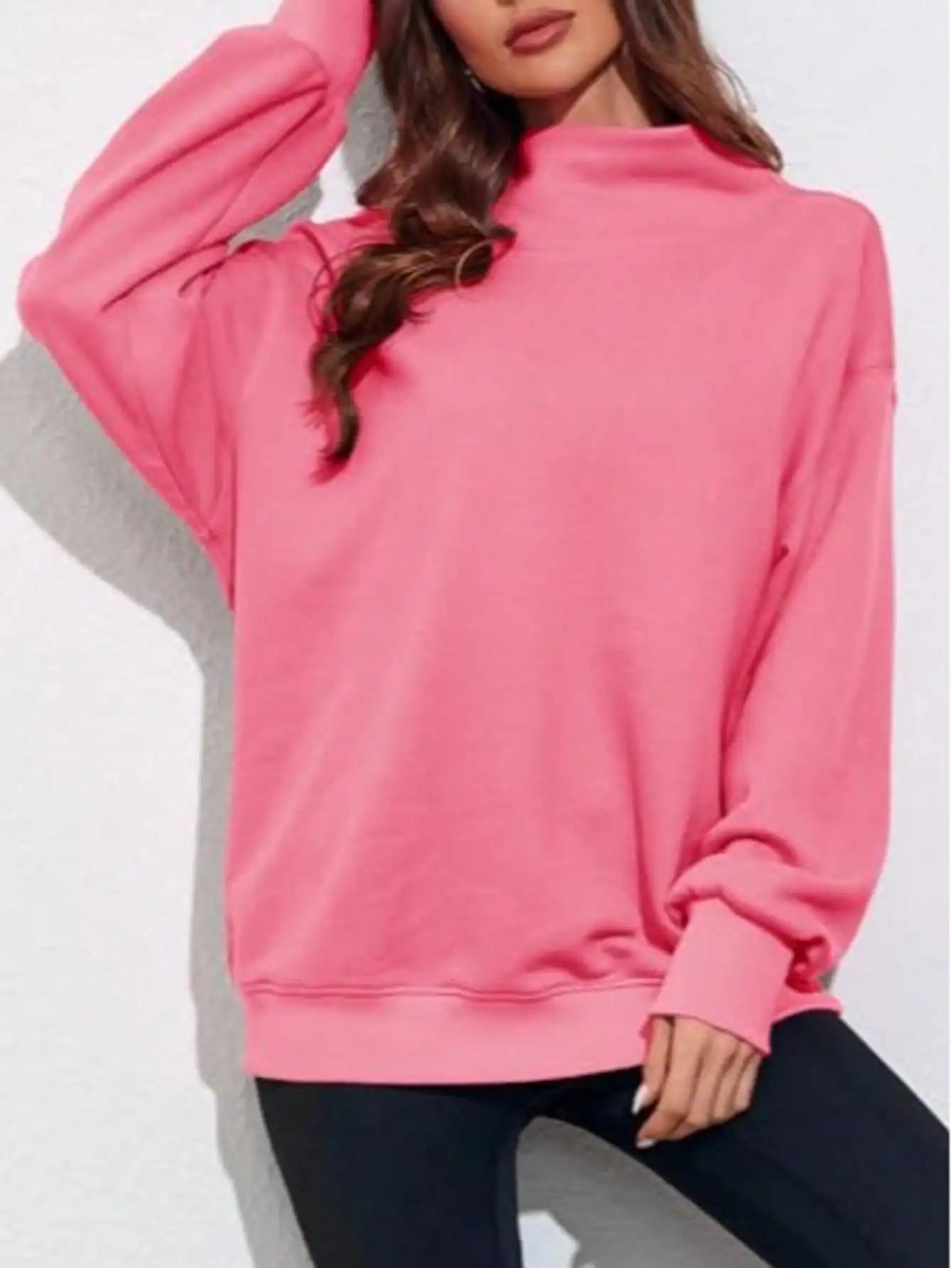 Fisoew Oversized Ribbed Turtleneck Sweater Long Sleeve Knit Pullover Top Casual Loose Fit Shirt winter clothes women sweatshirt