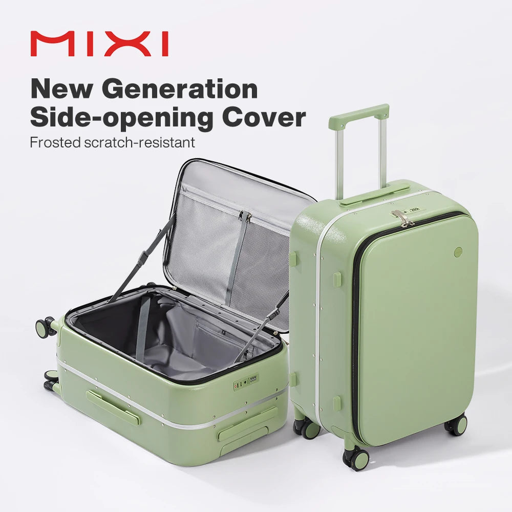 Mixi Aluminum Frame Carry-On Luggage Spinner Front Opening