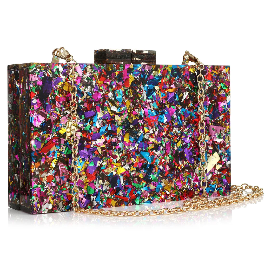 Luxury Acrylic Box Clutch Women Wedding Party Evening Chain Handbag