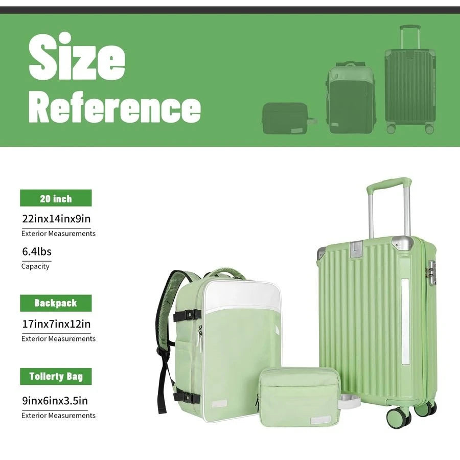 Airline Approved Vintage Style Carry On Luggage With Backpack Set