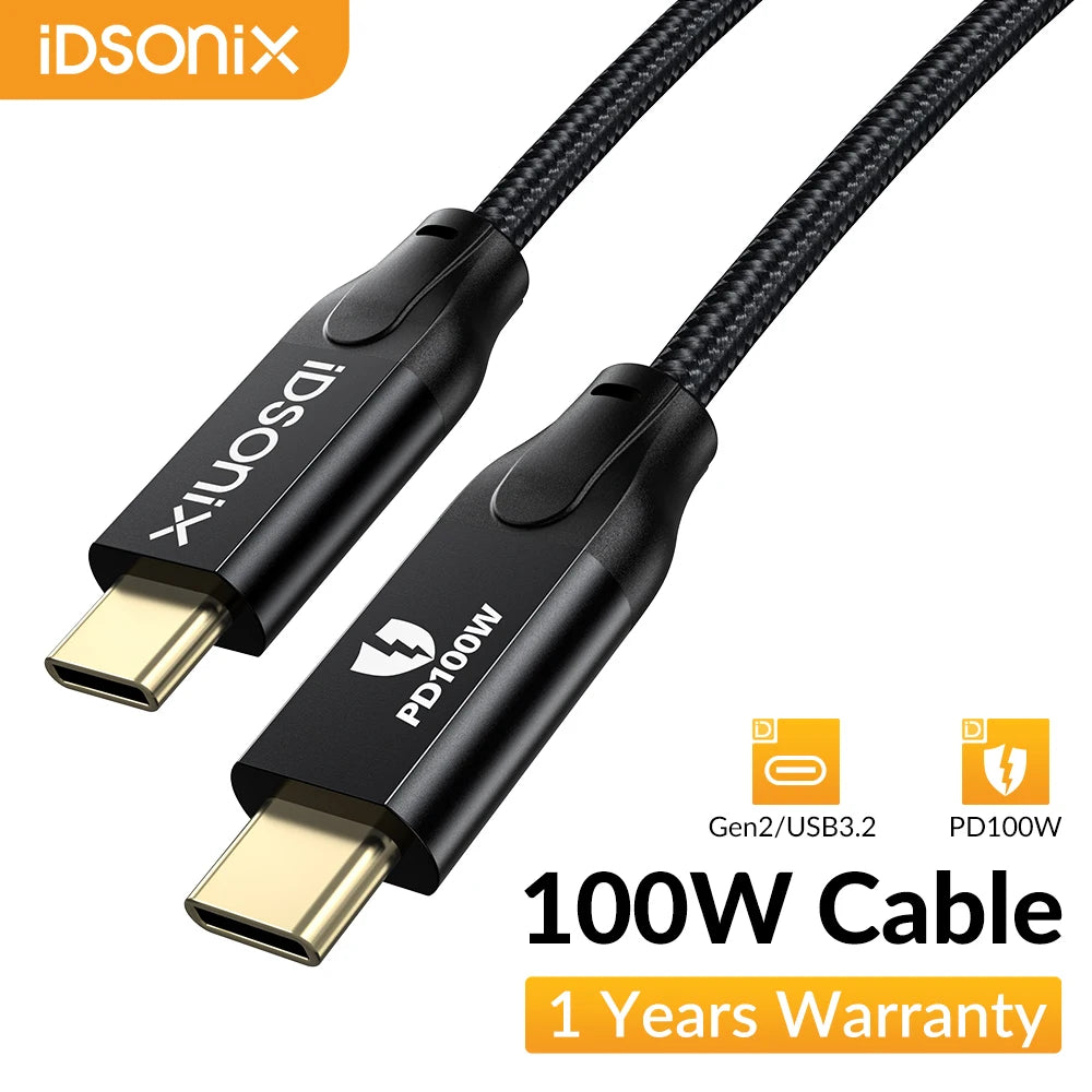 iDsonix USB C Extension Cable Nylon Braided USB C Extender Support 4k@60Hz/100W Fast Charging Type C 3.2 Gen2*2 Extension Cable