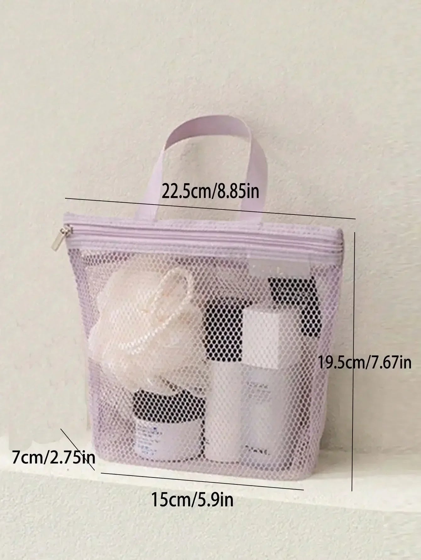 Lightweight Mesh Travel Toiletry Bag Hanging Storage Organizer With Zipper