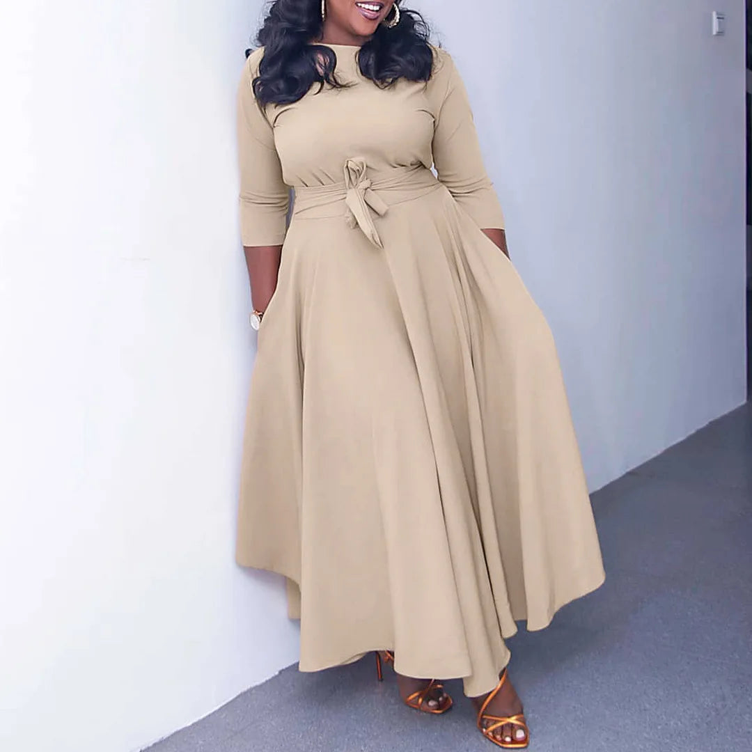 Women Summer Tie Waist Long Maxi Comfortable Casual Print Dress