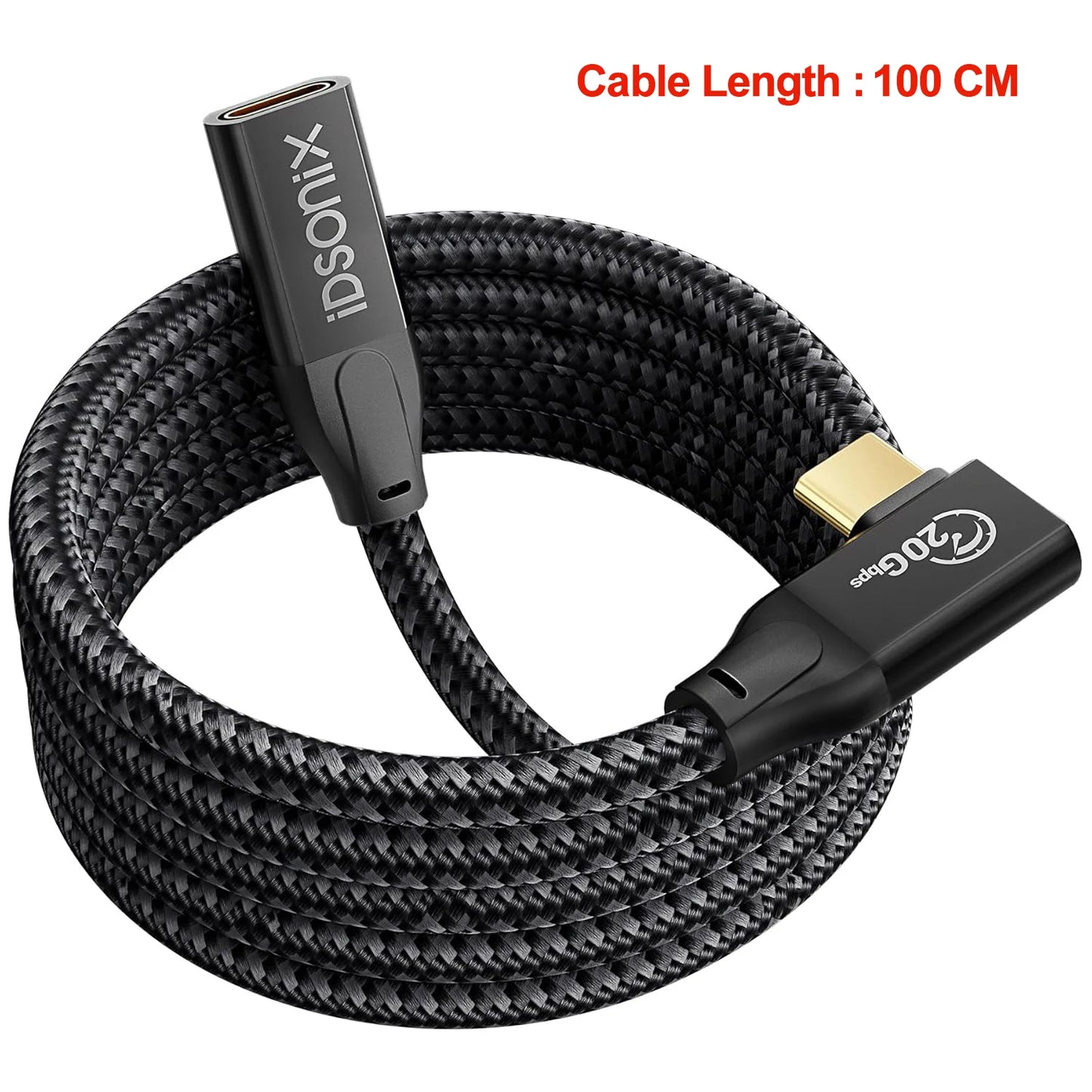 iDsonix USB C Extension Cable Nylon Braided USB C Extender Support 4k@60Hz/100W Fast Charging Type C 3.2 Gen2*2 Extension Cable