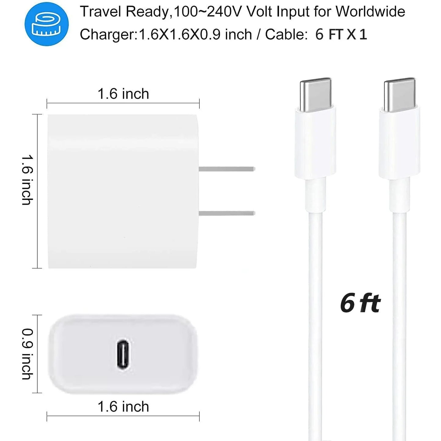 SANPRIO Fast Wall Charger USB Cable Compatible iPhone iPad Devices
