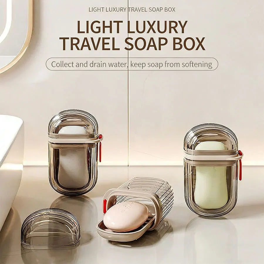 Portable Wooden Soap Box With Sealed Lid For Travel Storage