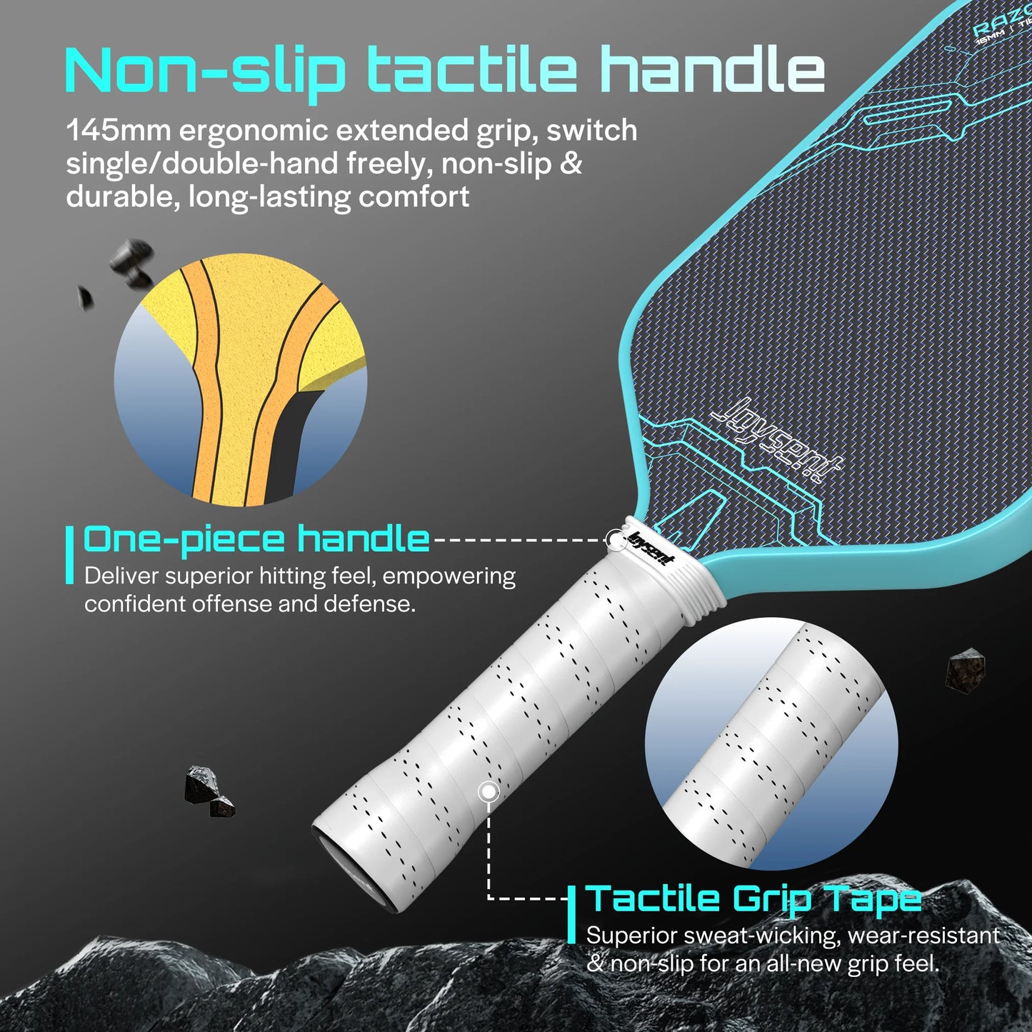 Joysent Pickleball Paddle Titanium Carbon Fiber Weave Surface Pickleball Racket For Spin&Control 16mm PMI Gen4 Core Thermoformed