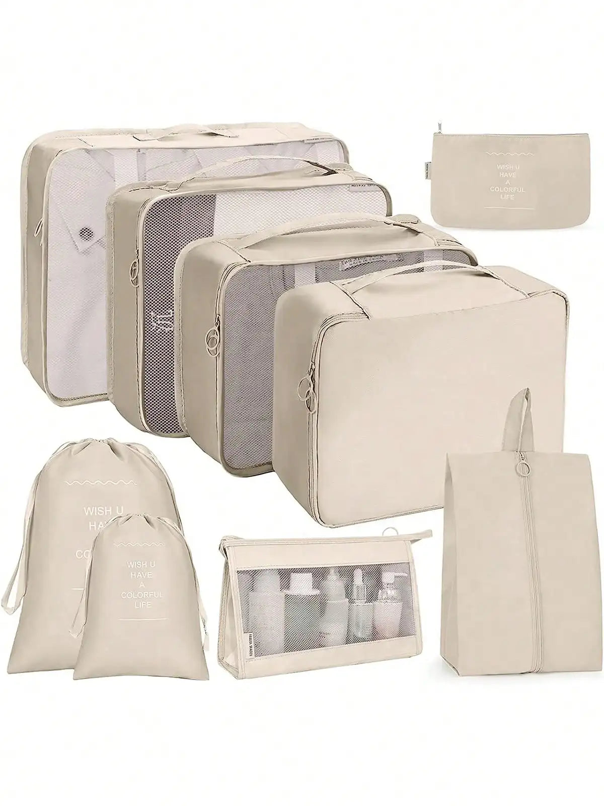 Premium Travel Packing Cubes Set With Mesh Compression Bags