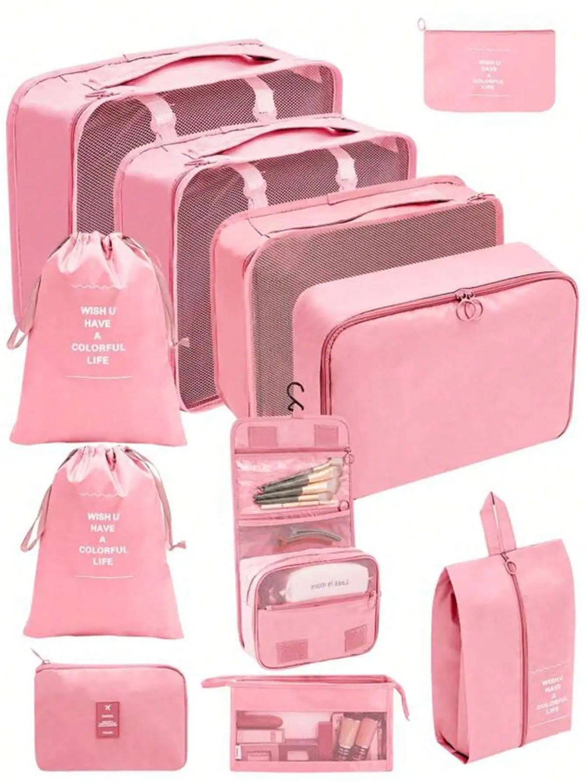 Premium Travel Packing Cubes Set With Mesh Compression Bags