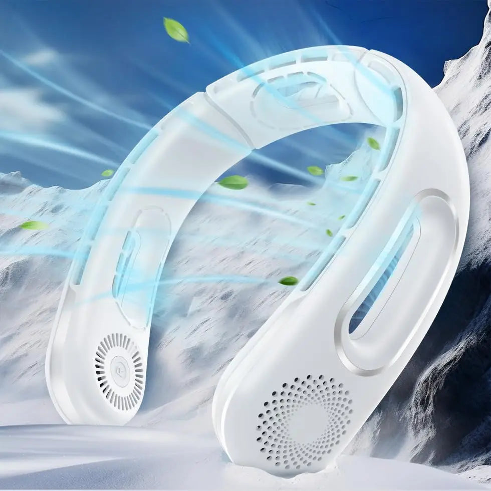 Neck Fan, Bladeless Neck Fans Portable Rechargeable, 360° Cooling Neck Fan Air Conditioner, 4 Speeds, 5200 mAh Battery