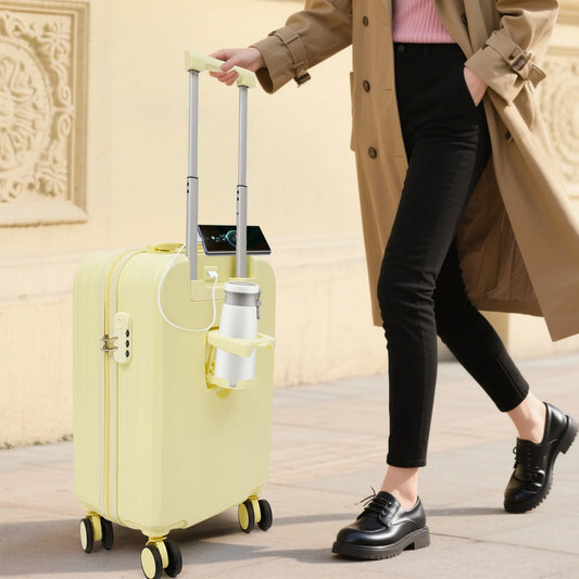 Bymaocar Business Carry On Luggage With ABS PVC Spinner Wheels 3 Digit Lock