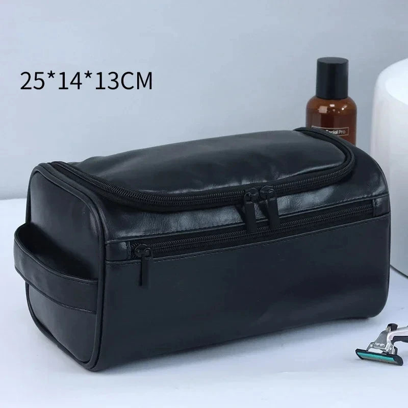 Men Women Leather Hanging Toiletry Bag Travel Cosmetic Storage Organizer