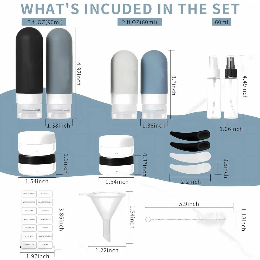 Travel Bottle Set Leak Proof Portable Refillable Toiletry Bottles