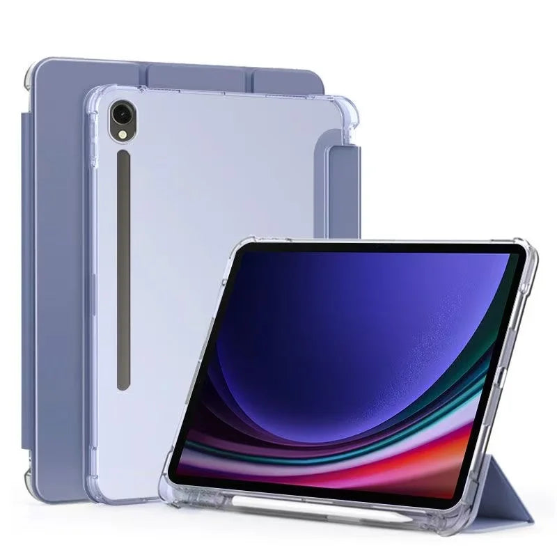 For Samsung Galaxy Tab S9 FE S10 Plus S9 S8 S7 Plus FE 12.4 11 Case Matte Transparent Back Cover Tab A11 A9 Plus 11 S Pen Holder
